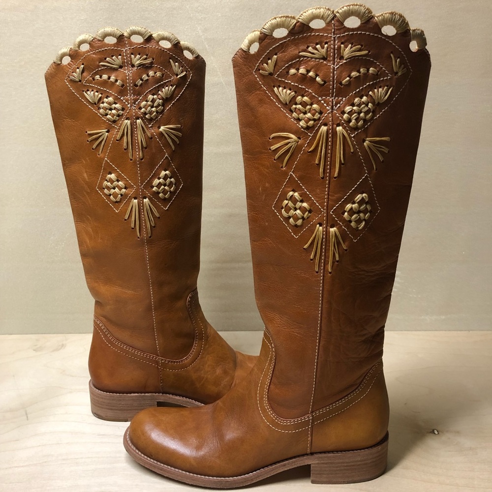 100% Leather Boots with hand-stitched design